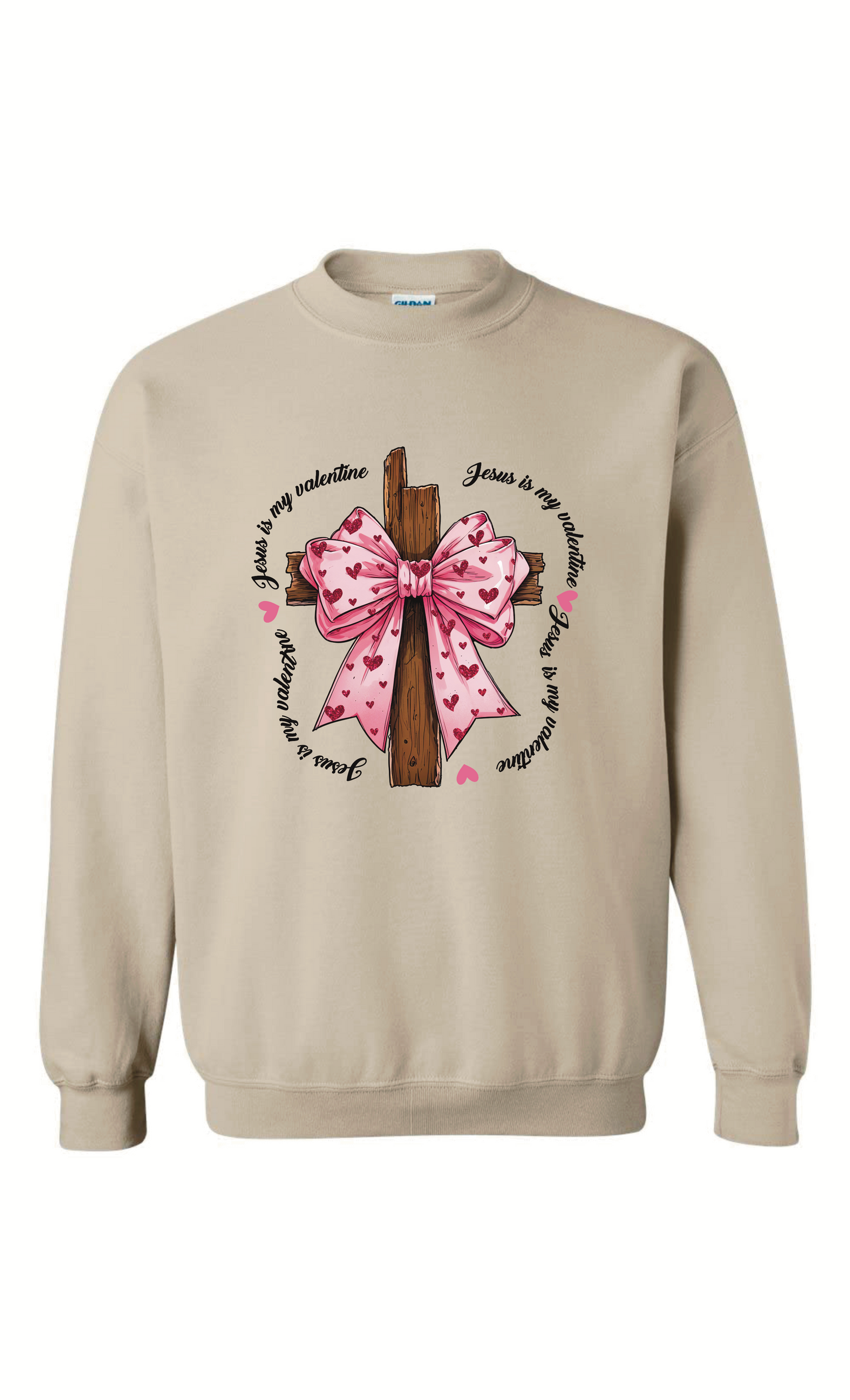 Wood cross pink bow Jesus is my valentine